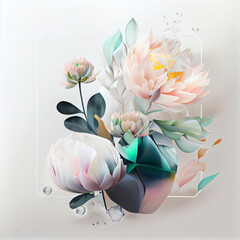 3D Paper Flowers Pastel Abstract - AI Art