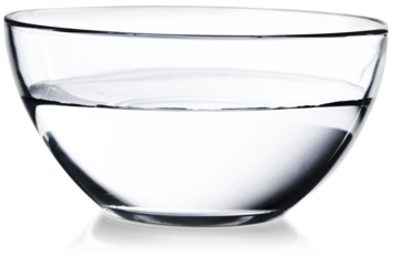 Big glass bowl full of clear water