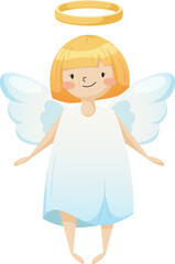 Cartoon angel girl on transparent background