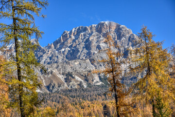 Cortina d’Ampezzo, Monte Cristallo, Marmarole, Punta Sorapis, Dolomiten, Schnee, Eis, Fels, Sonne, strahlen, gold, braun, gelb, Gebirgsstock, Gebirge, Alpen, Felswand, klettern, bergsteigen, Alpen, Al