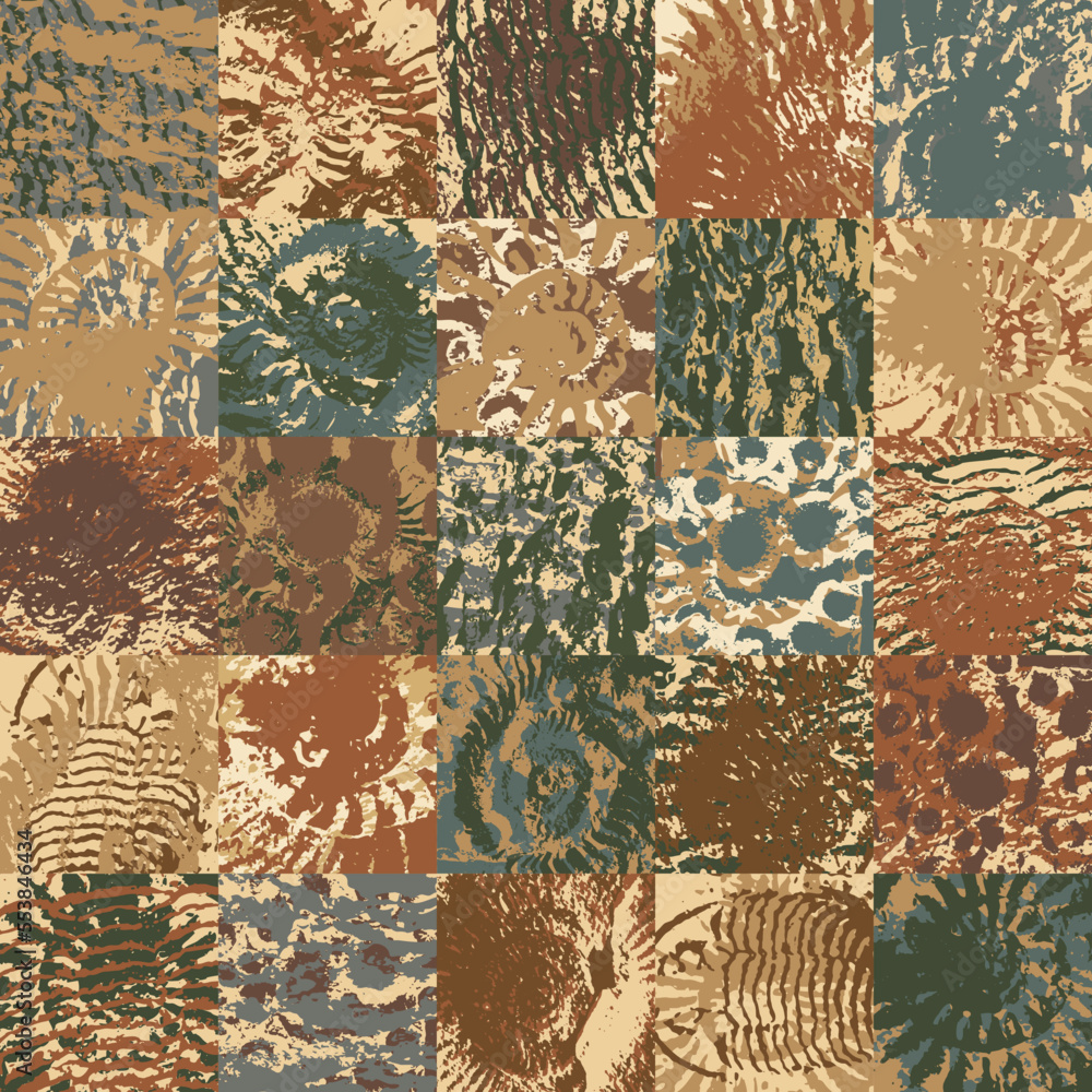 Leinwandbilder vector abstact seamless pattern background with sea stone texture with imprints of shells of ancient