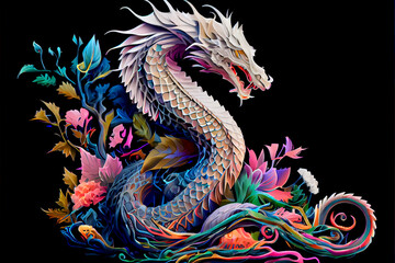 Fototapeta premium Generative AI abstract render of a dragon