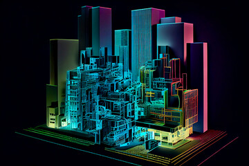 Generative AI abstract render of a fantasy cityscape