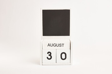 Calendar with the date August 30 and a place for designers. Illustration for an event of a certain date.
