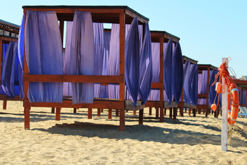 outdoor tents for rest and relaxation on the beach