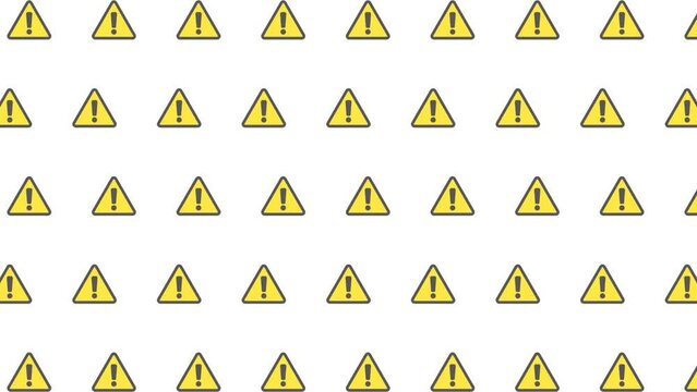 seamless animated pattern 2D motion graphic background with hazard warning attention sign white background