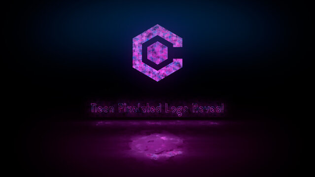 Neon Pixelated Logo Reveal