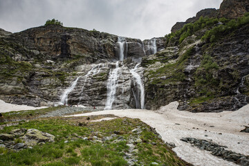Big waterfalls in Caucasus Mountains
