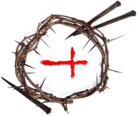 Wood cross and crown of thorns. Good Friday. Easter holiday.