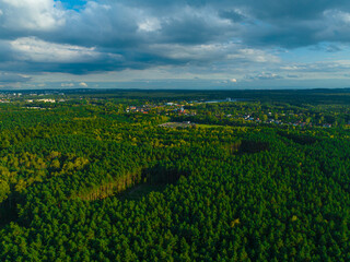 Fototapeta na wymiar A view from the air on huge areas of the forest. Forest landscape concept, big forest. Environmental protection, care for nature.