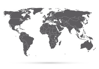 Fototapeta na wymiar Political map of the world. Gray world map-countries. Vector