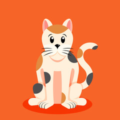cute and cute vectorized cat, simple illustration with flat colors