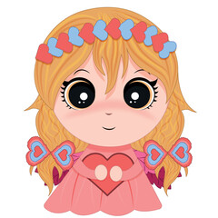 Cute cupid. Vector cartoon character for Valentine's day