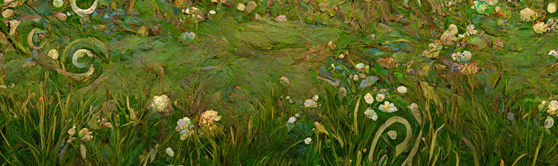 Beautiful drawing of grass swirling in a beautiful background, spring is calling grass, Easter feeling in the air, illustration, digital