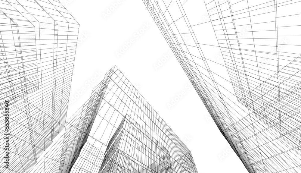 Canvas Prints modern building architecture 3d illustration