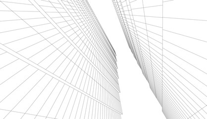 Fototapeta premium Modern building architecture 3d illustration 