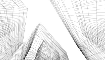 Modern building architecture 3d illustration	
 - obrazy, fototapety, plakaty