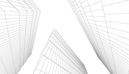 Fototapeta premium Modern building architecture 3d illustration 