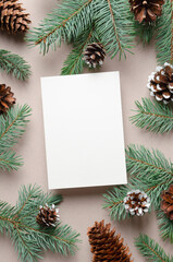 Fototapeta na wymiar Christmas or New Year greeting card mockup