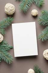 Fototapeta na wymiar Christmas or New Year greeting card mockup
