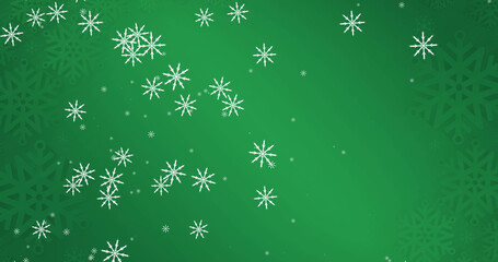 Image of snow falling on green background