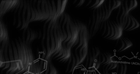 Image of qr code and network of connections over black background