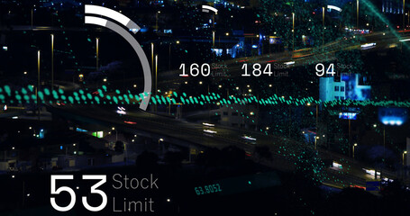 Fototapeta premium Image of confetti with scope and over doctor practicing graph