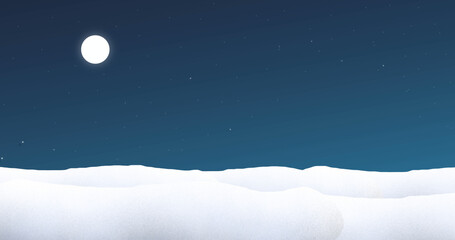 Composition of moon and stars over winter landscape