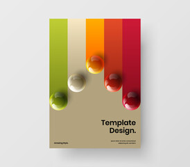 Trendy 3D balls poster layout. Creative banner A4 design vector template.