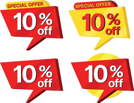 10% off. label set of different styles of special offer sale.