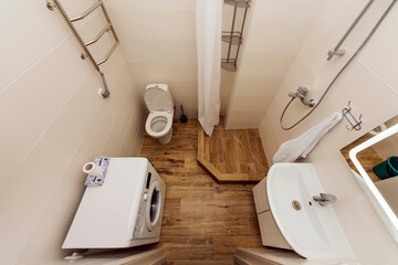 Bathroom, top view, toilet