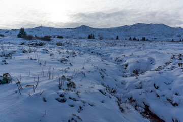 Sunset winter view of Vitosha Mountain, Bulgaria