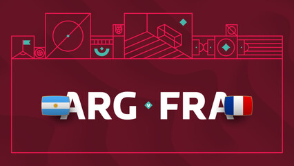 argentina france playoff final match Football 2022. 2022 World Football championship match versus teams intro sport background, championship competition poster, vector