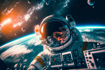Plakat Astronaut in outer space. Space fantasy image with astronaut. digital art 