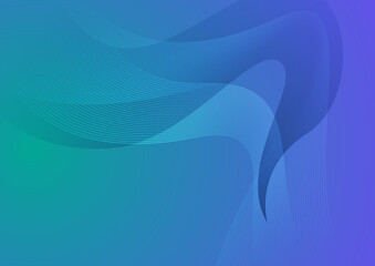 Modern simple minimalist colorful blue gradient abstract background with wave lines