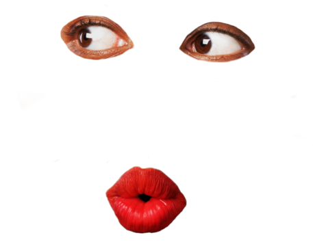 Pizza Art Collage.Female eyes mouth pizza