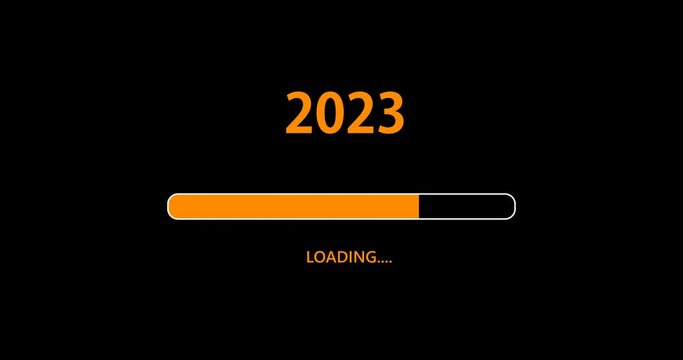 Loading 2023 Happy New Year. Progress bar loading as we approach New Year. video animation of loading bar. new year concept. animated live wallpaper, 4K abstract animation