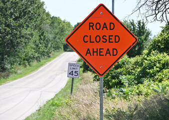 Road Closed Ahead Sign