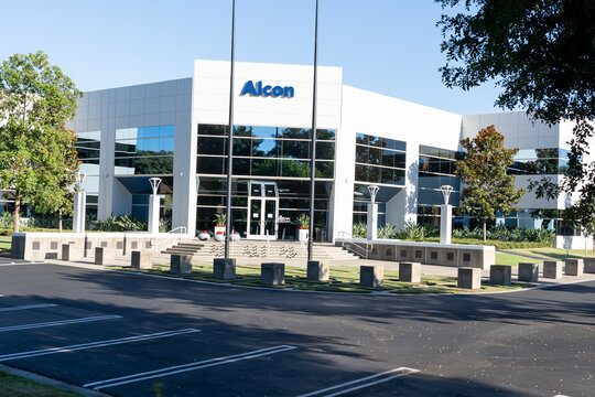 Irvine, California, USA - July 9, 2022: Alcon Laboratories in Irvine, California, USA. 
Alcon is an American Swiss medical company specializing in eye care products. 