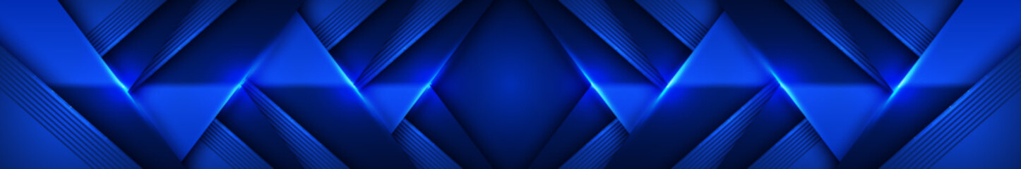 Obraz premium brilliant blue geometric dark business textured contemporary background template concept material elegant long banner