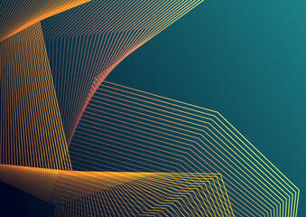 Abstract background made of lines and curved lines in green colors