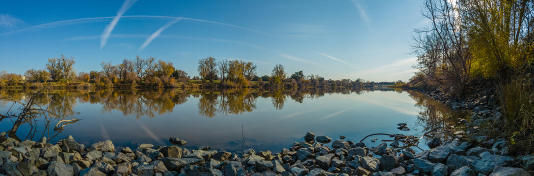 Panoramic view of shore of delta of california 