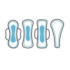 menstrual pad doodle icon, vector color line illustration