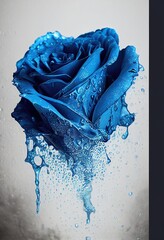 Blue rose covered in metallic gold