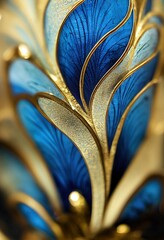 Blue rose covered in metallic gold