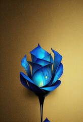 Blue rose covered in metallic gold