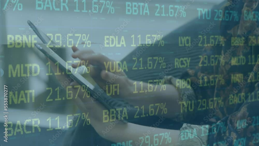 Poster animation of data processing over hands using tablet
