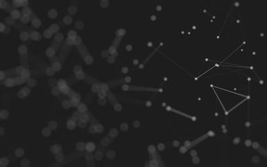 Fototapeta premium Abstract background. Molecules technology with polygonal shapes, connecting dots and lines. Connection structure. Big data visualization.