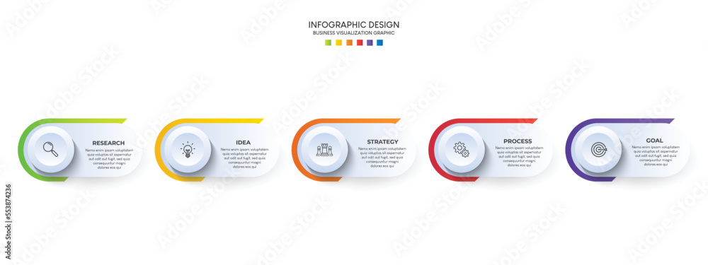Leinwandbilder steps business data visualization timeline process infographic template design with icons