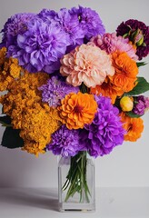 Beautiful bouquet of colorful flowers  generative ai